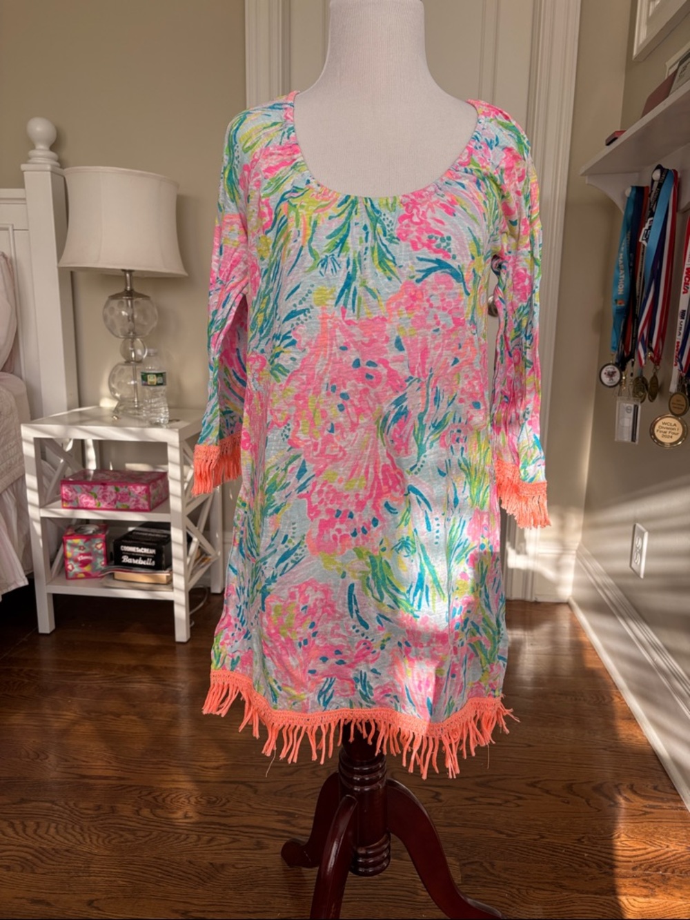 Lilly Pulitzer Pink Aqua Lime Floral Knit Cover-Up